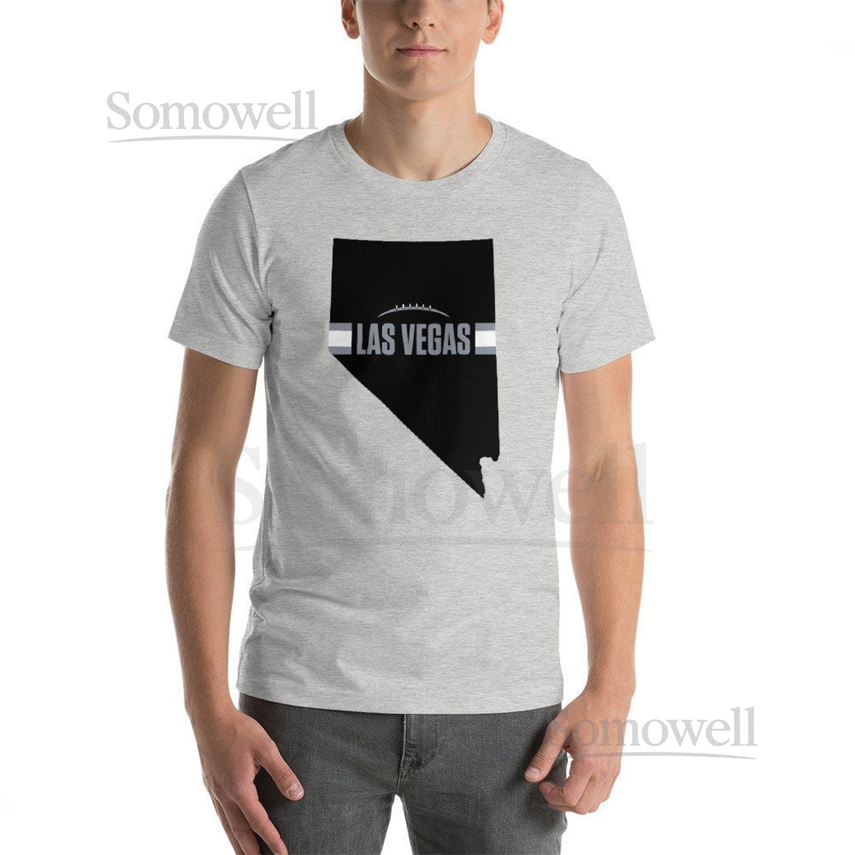 Las Vegas Football Nevada Outline Short-Sleeve Unisex T-Shirt Black Design_457