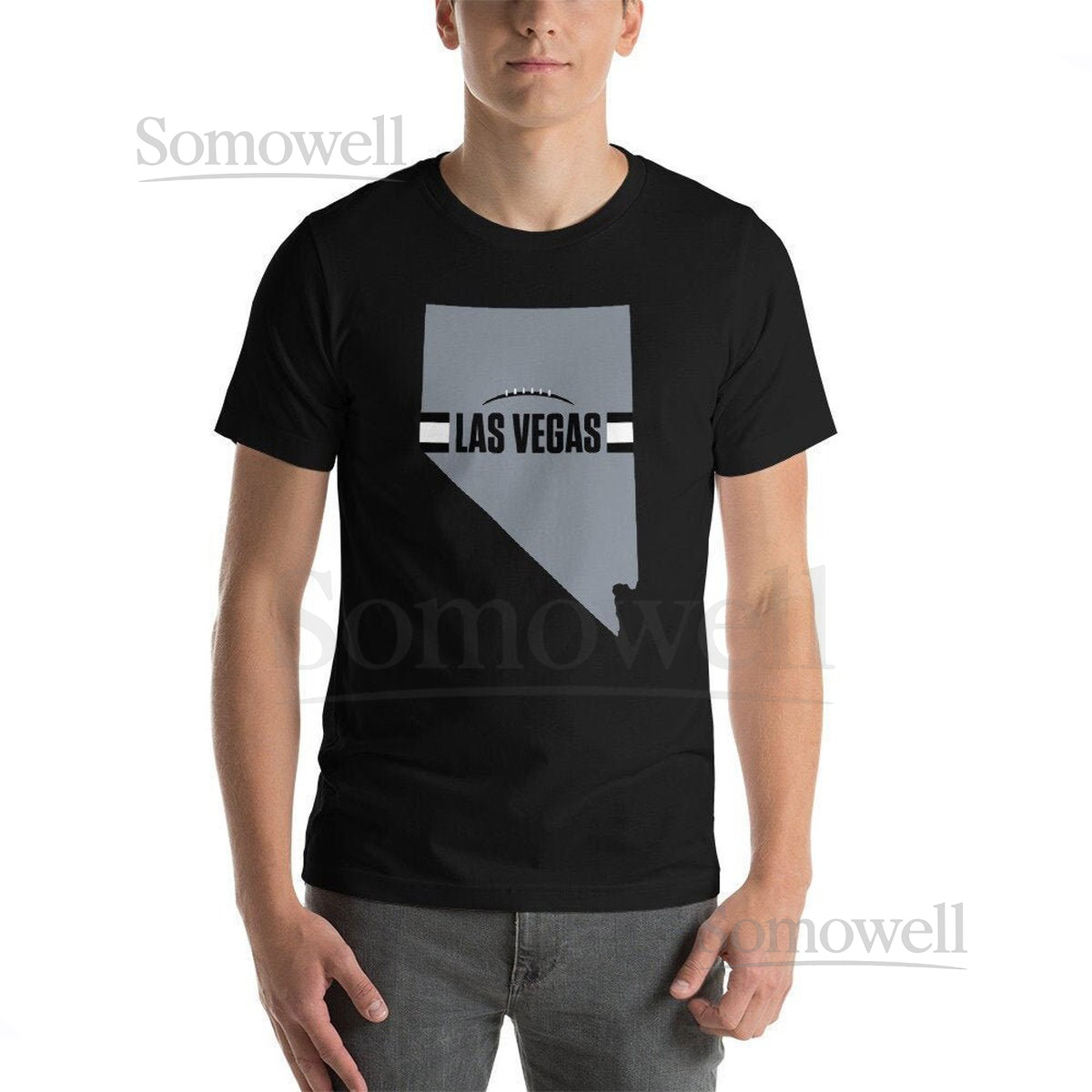 Las Vegas Football Nevada Outline Short-Sleeve Unisex T-Shirt Silver Design_458