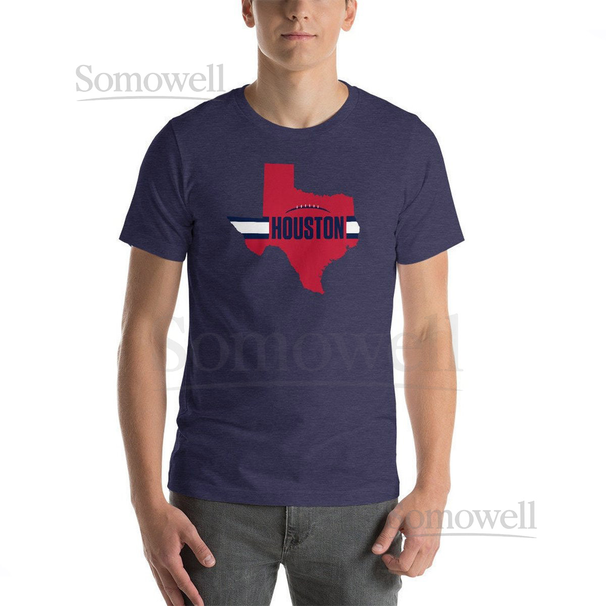 Houston Football Texas Outline Short-Sleeve Unisex T-Shirt Red_262