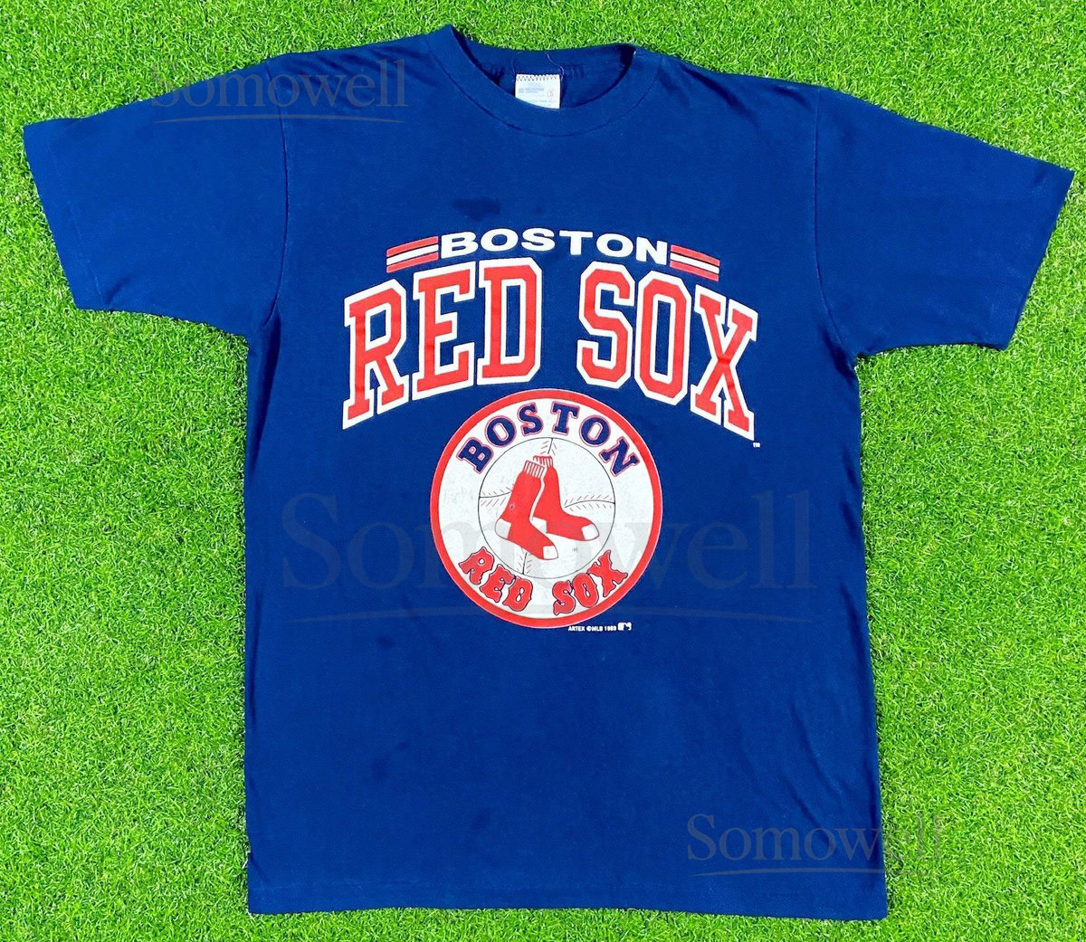 Vintage Boston Red Sox Spell Out T Shirt Tee Artex Small Made USA MLB Baseball Stadium 1980's 80s_675