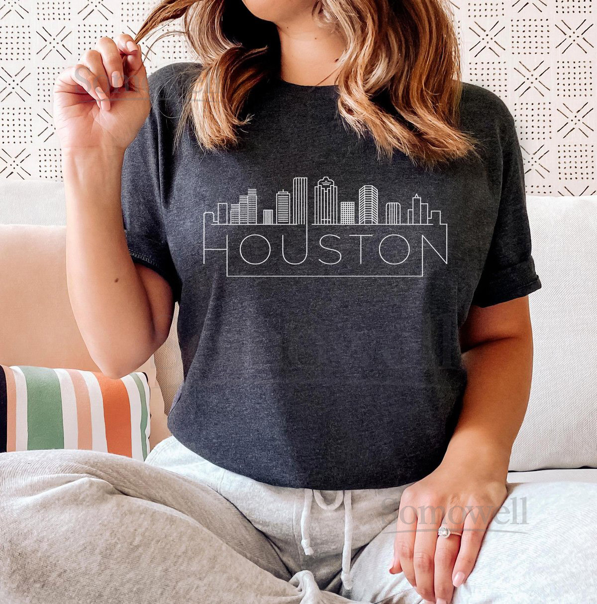 Houston Texas T-Shirt Adult Unisex Skyline Houston T Shirt - Personalization Av_371