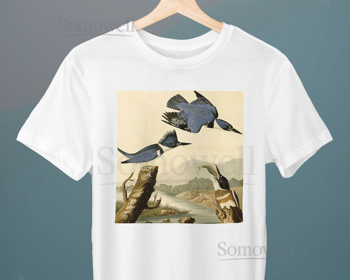 Plate 77 Belted Kingfisher John James Audubon Unisex T-Shirt Art T-Shirt Fine Art T-Shirt Gift for Her Gift for Him Art Lover Gift_732