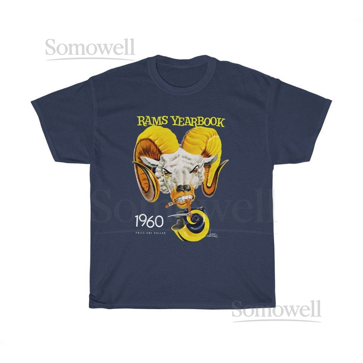 1960 Vintage Los Angeles Rams Football Yearbook Cover - Heavy Cotton Tee_3