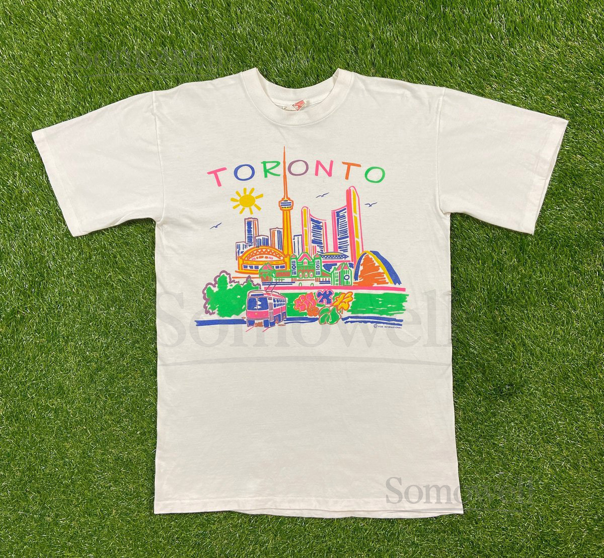 Vintage Toronto Canada T Shirt Tee Cityscape Made in Canada Size Large L Raptors Blue Jays 1980s 80s Six Drake_549