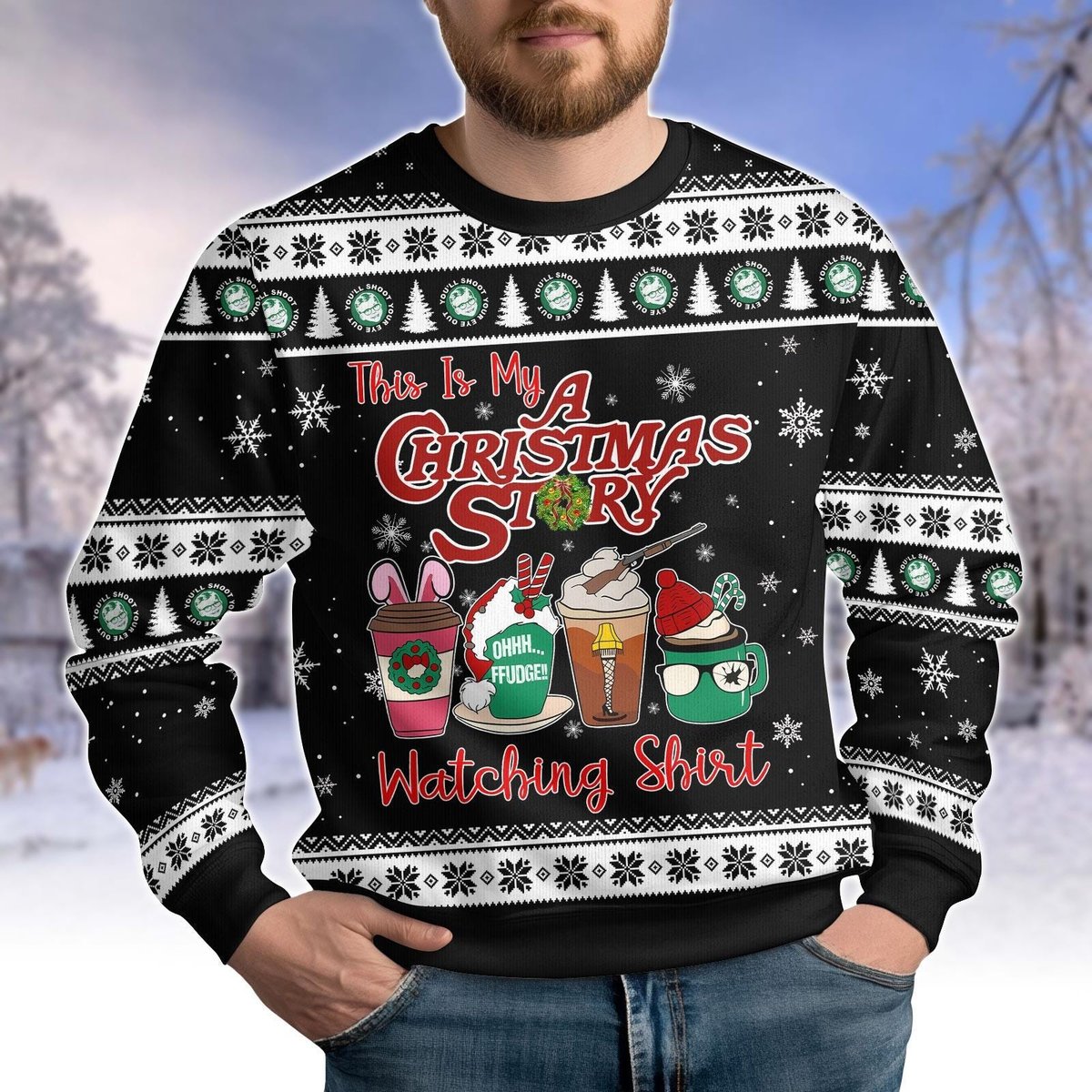A Christmas Story Ugly Sweater Funny Holiday Movie Watching Christmas Gift