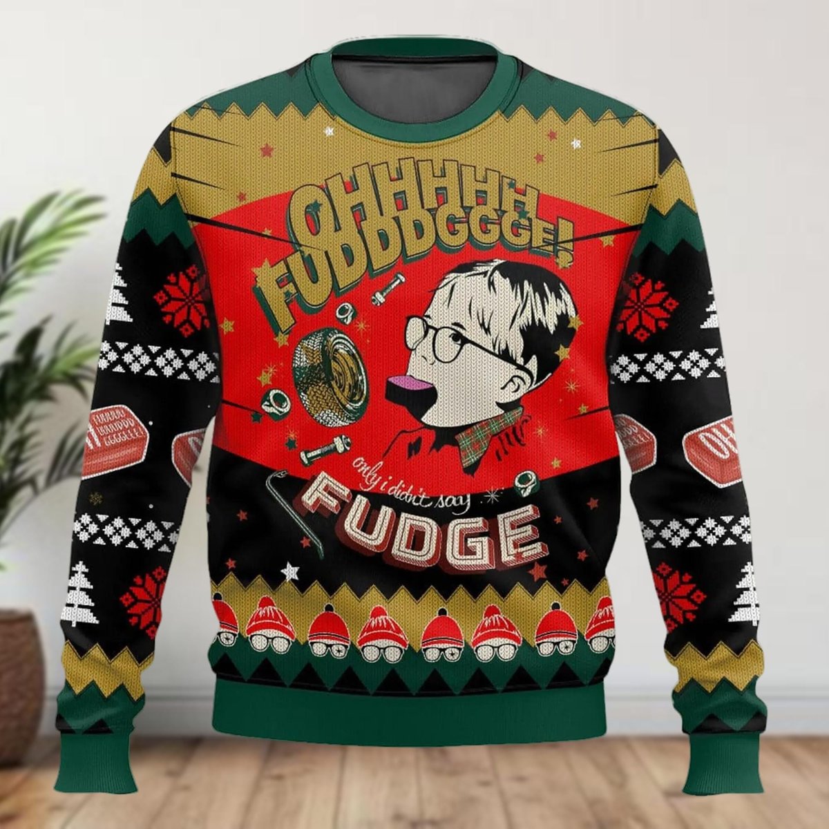 A Christmas Story Oh Fudge Ugly Christmas Sweater Funny Ralphie Holiday Knit Jumper