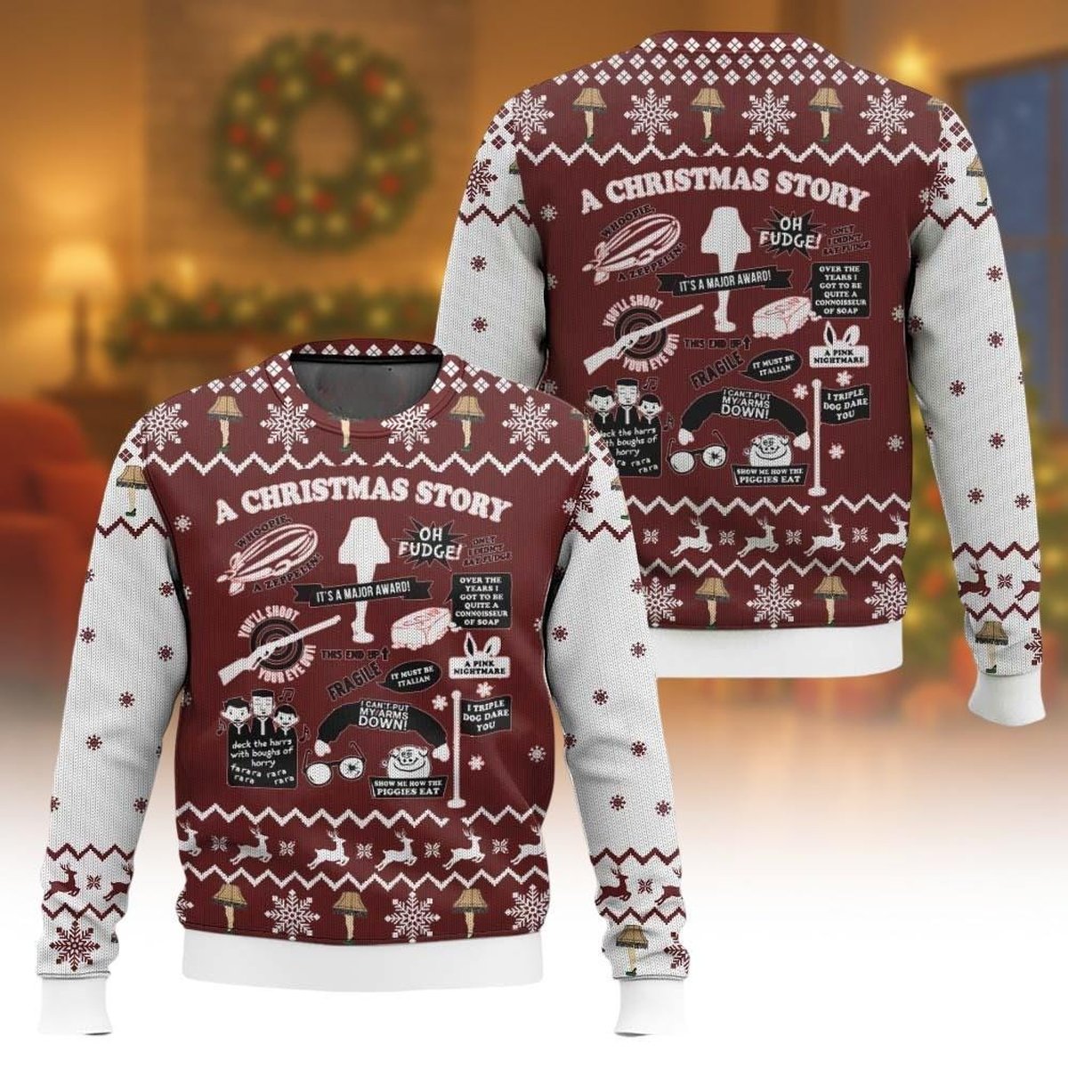 A Christmas Story Quotes Ugly Christmas Sweater Retro Holiday Knit Jumper