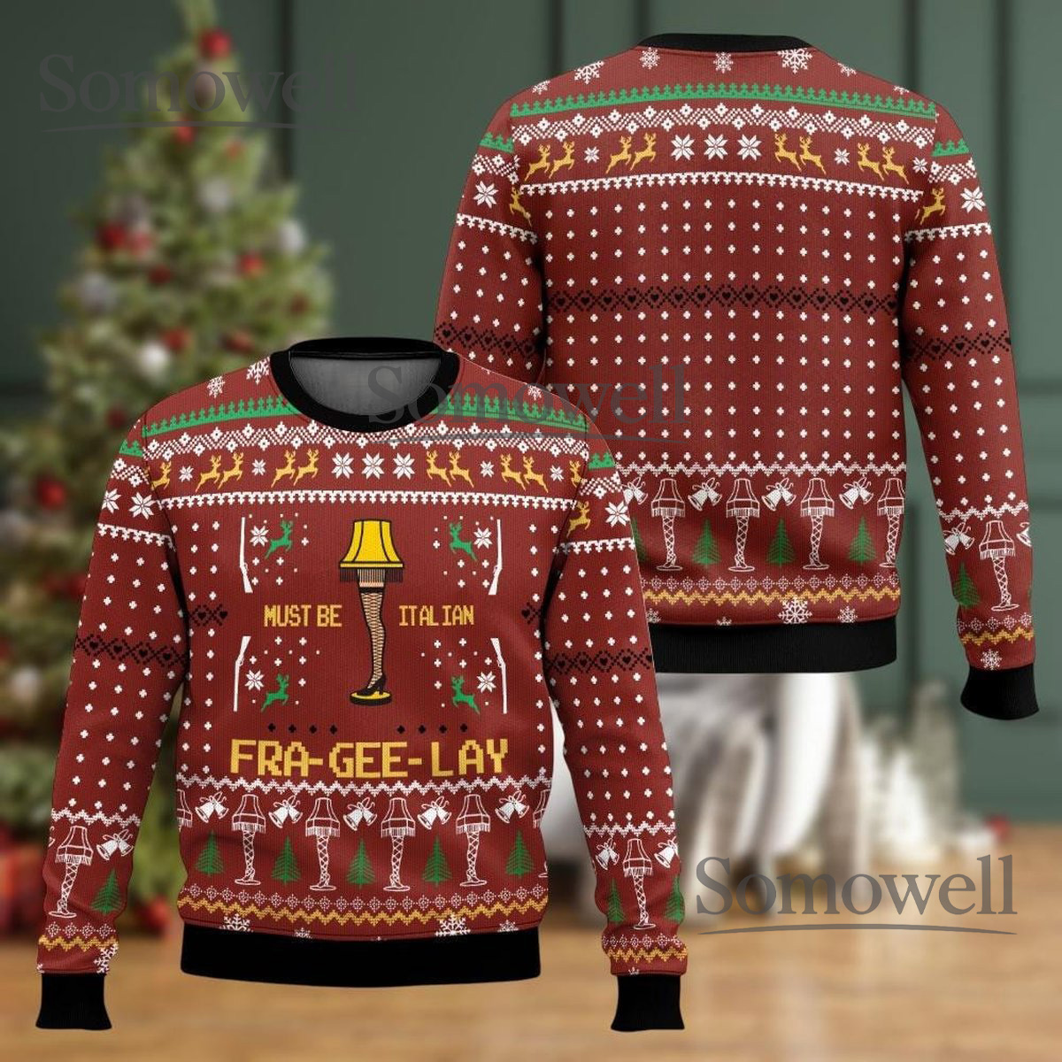 A Christmas Story Fragile Lamp Black Ugly Christmas Sweater Funny Holiday Knit Gift
