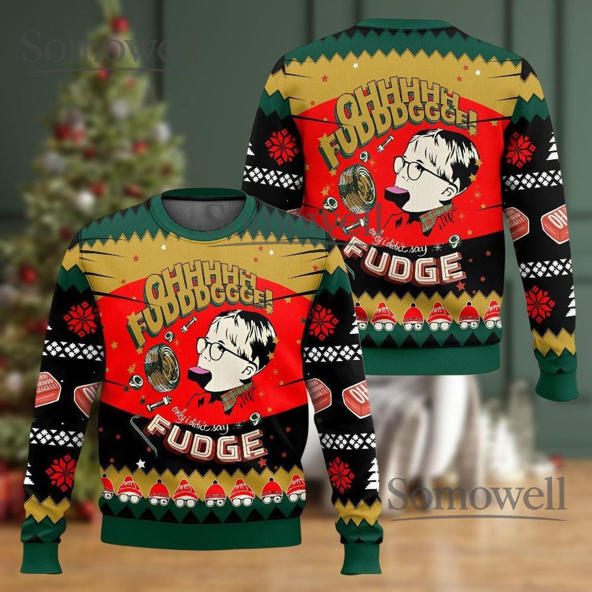 A Christmas Story Fra Gee Lay Brown Ugly Christmas Sweater Funny Holiday Knit Gift
