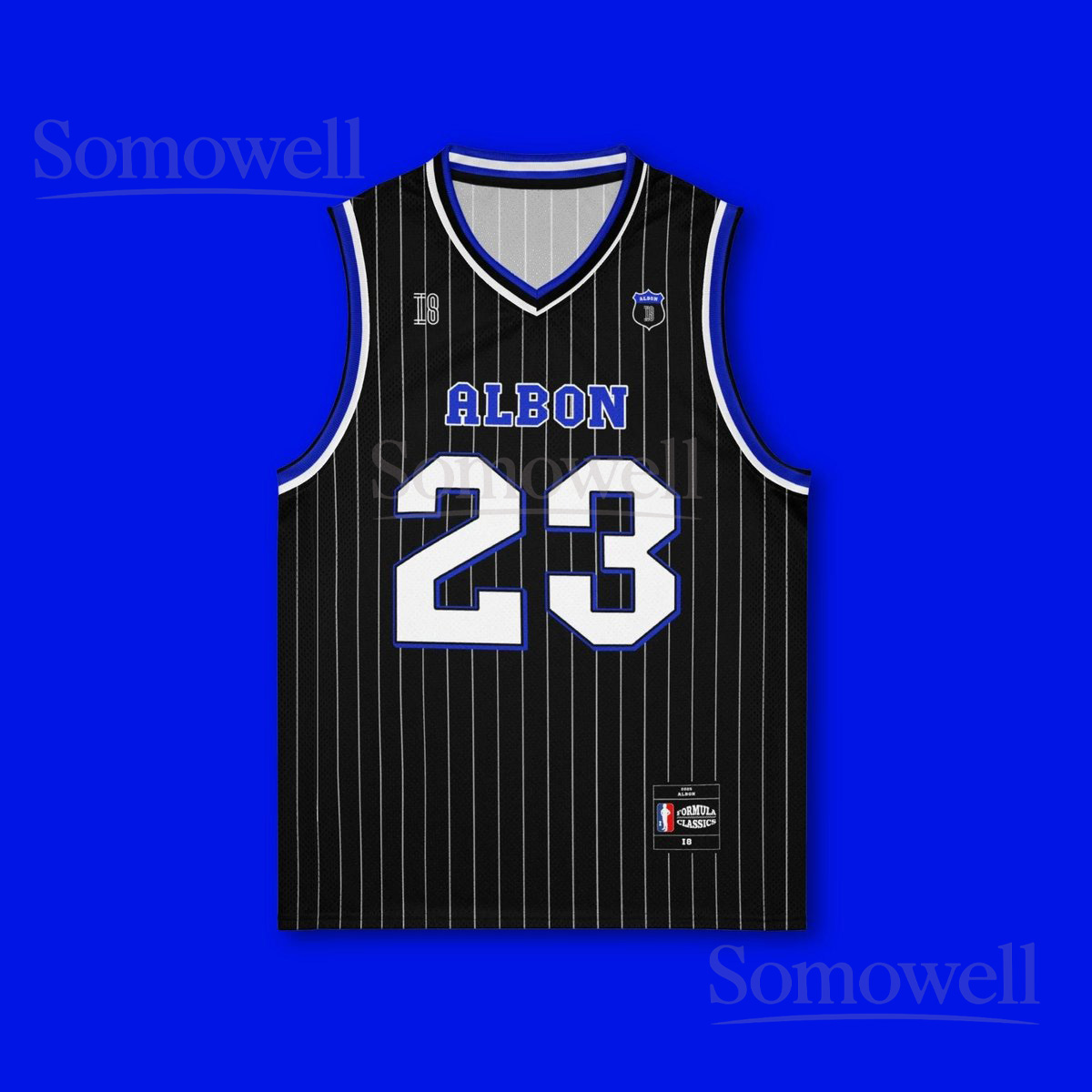 Custom Alex Albon Williams F1 Basketball Jersey Shirt for Formula 1 Fans Black and Blue Recycled Polyester Merch Apparel