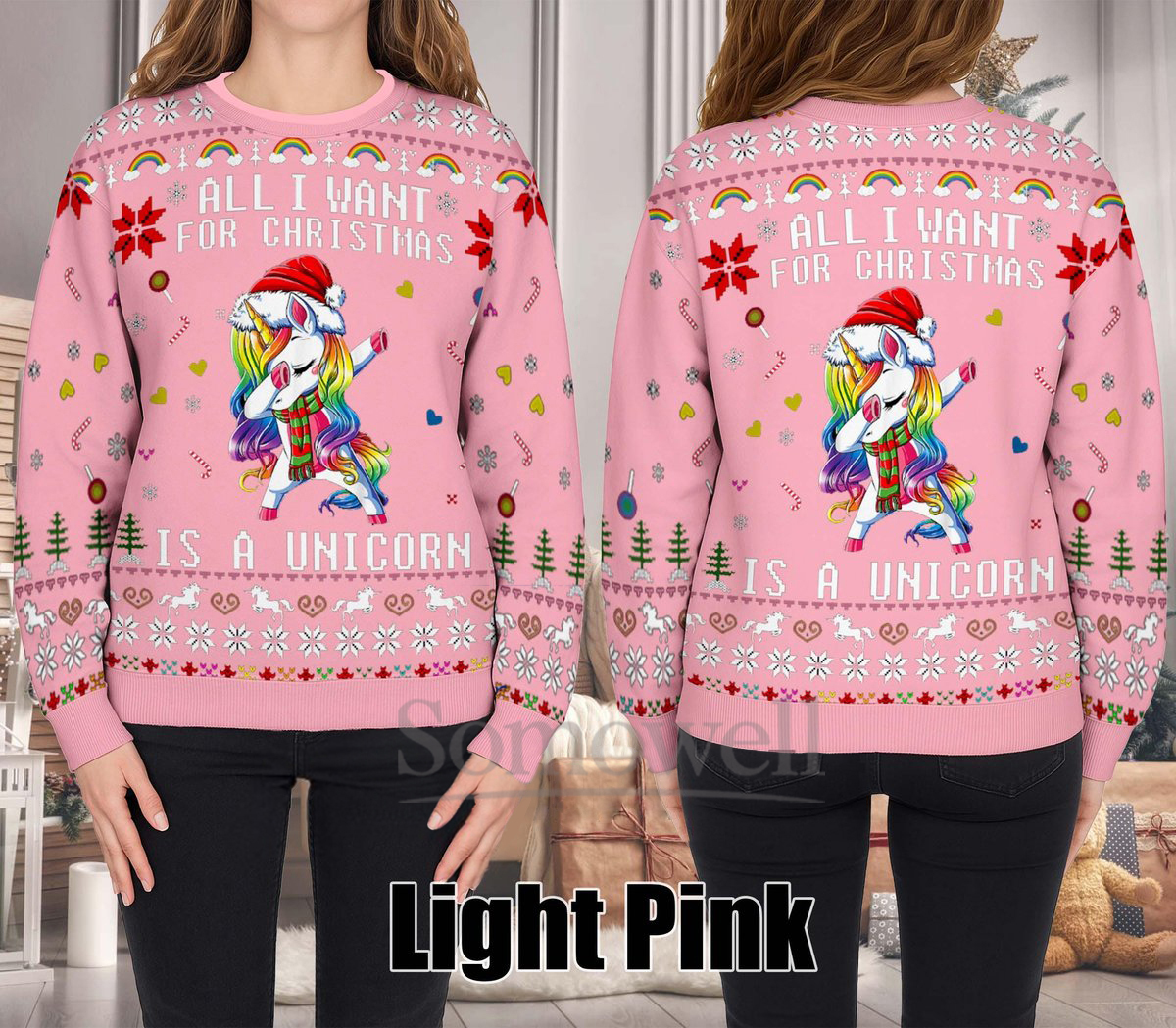 All I Want Is A Unicorn Ugly Christmas Sweater Holiday Knit Gift
