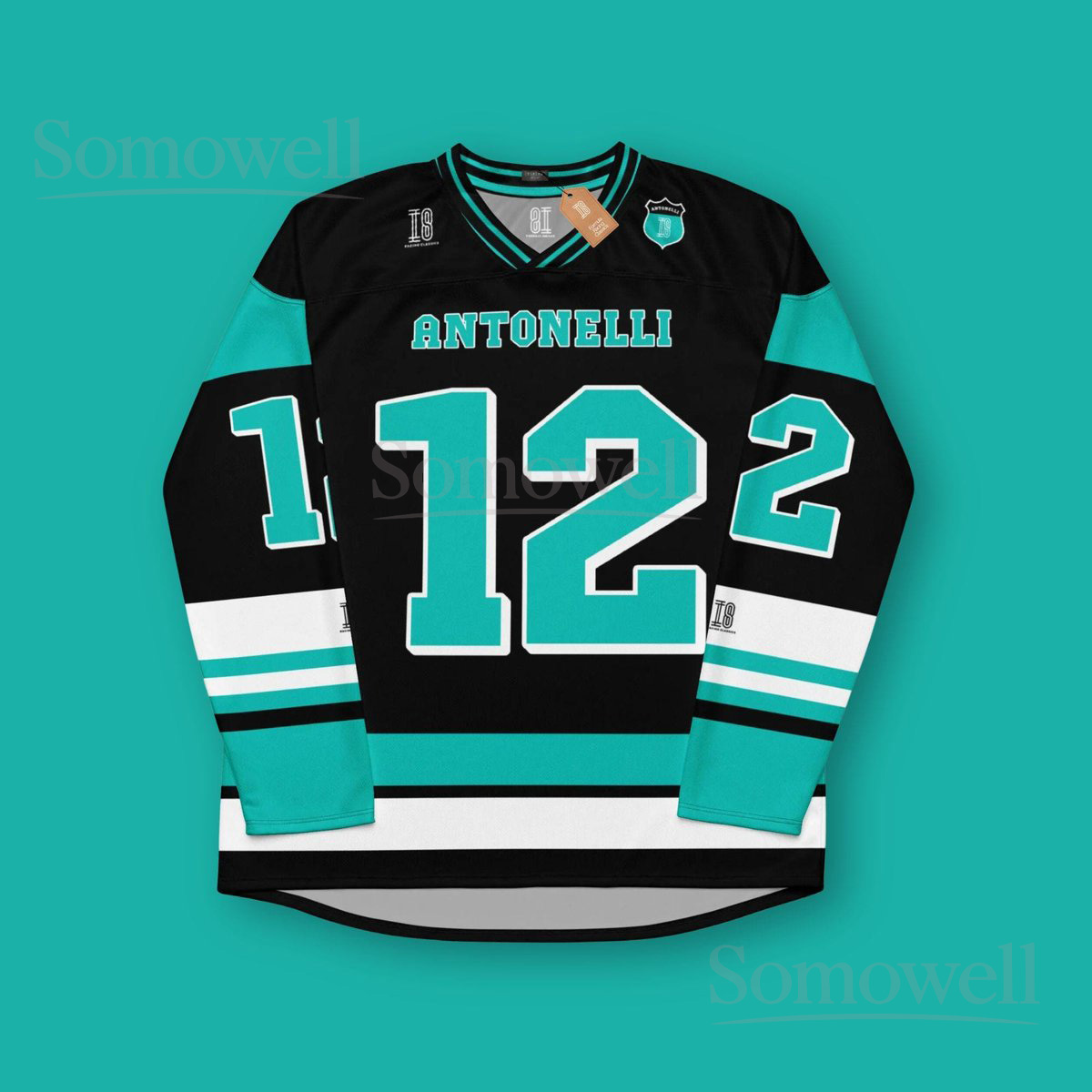 Custom Andrea Kimi Antonelli F1 Hockey Jersey Shirt for Formula One Fans Black and Teal Mercedes Racing Apparel