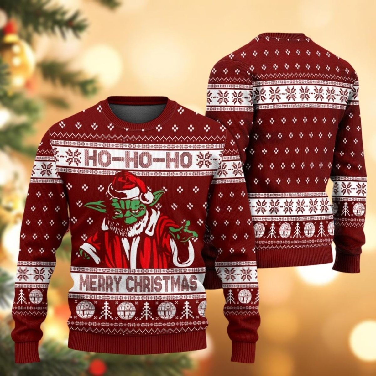 Baby Yoda Ho Ho Ho Ugly Christmas Sweater Funny Holiday Pullover Gift