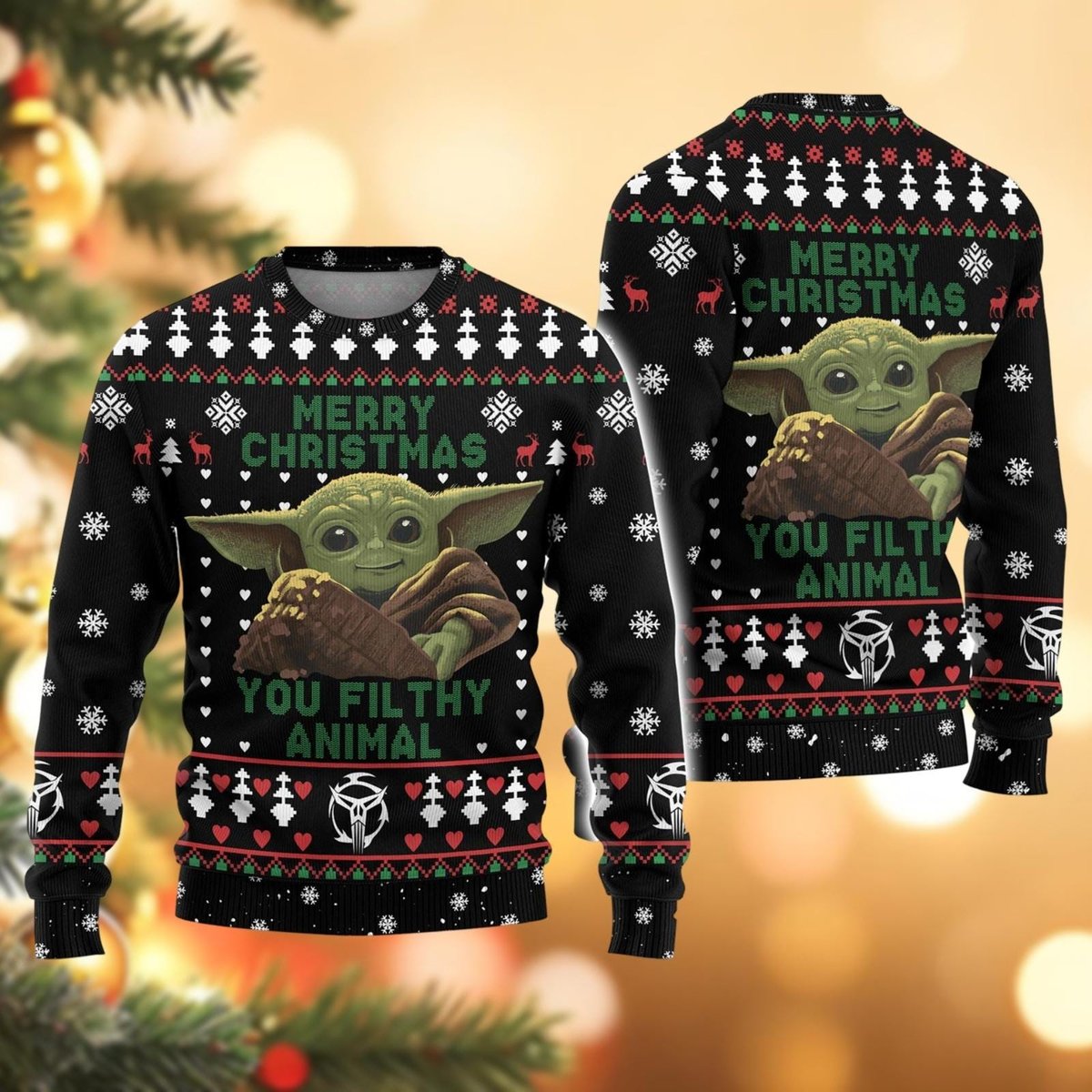Baby Yoda Merry Christmas You Filthy Animal Ugly Christmas Sweater Holiday Gift