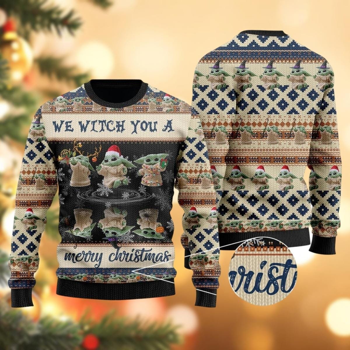 Baby Yoda We Witch You A Merry Christmas Ugly Christmas Sweater Funny Gift