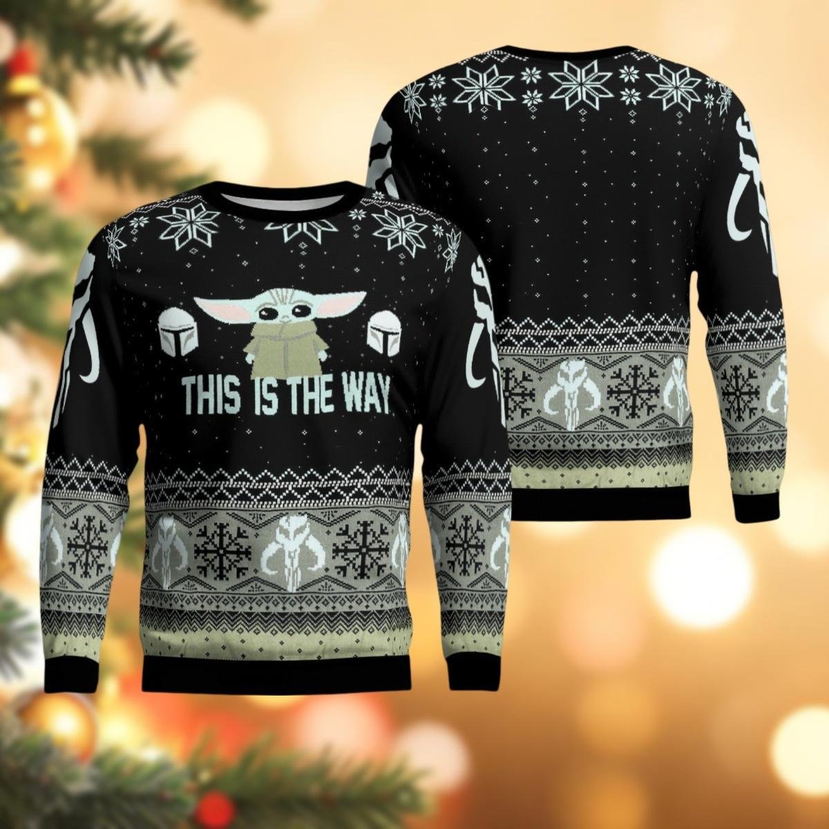 Baby Yoda This Is The Way Ugly Christmas Sweater Mandalorian Holiday Gift
