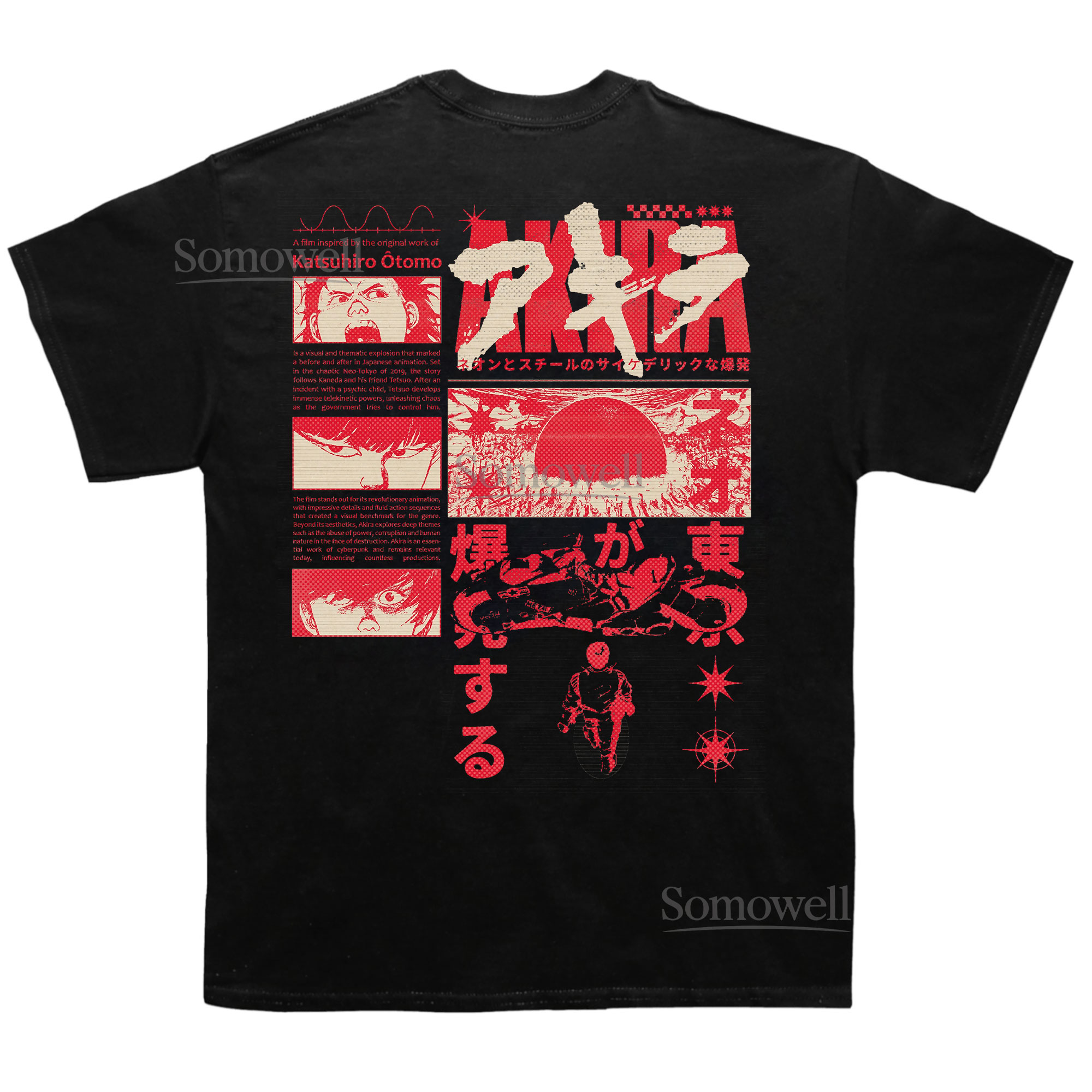 Akira Cyberpunk Classic Red Black Graphic T Shirt