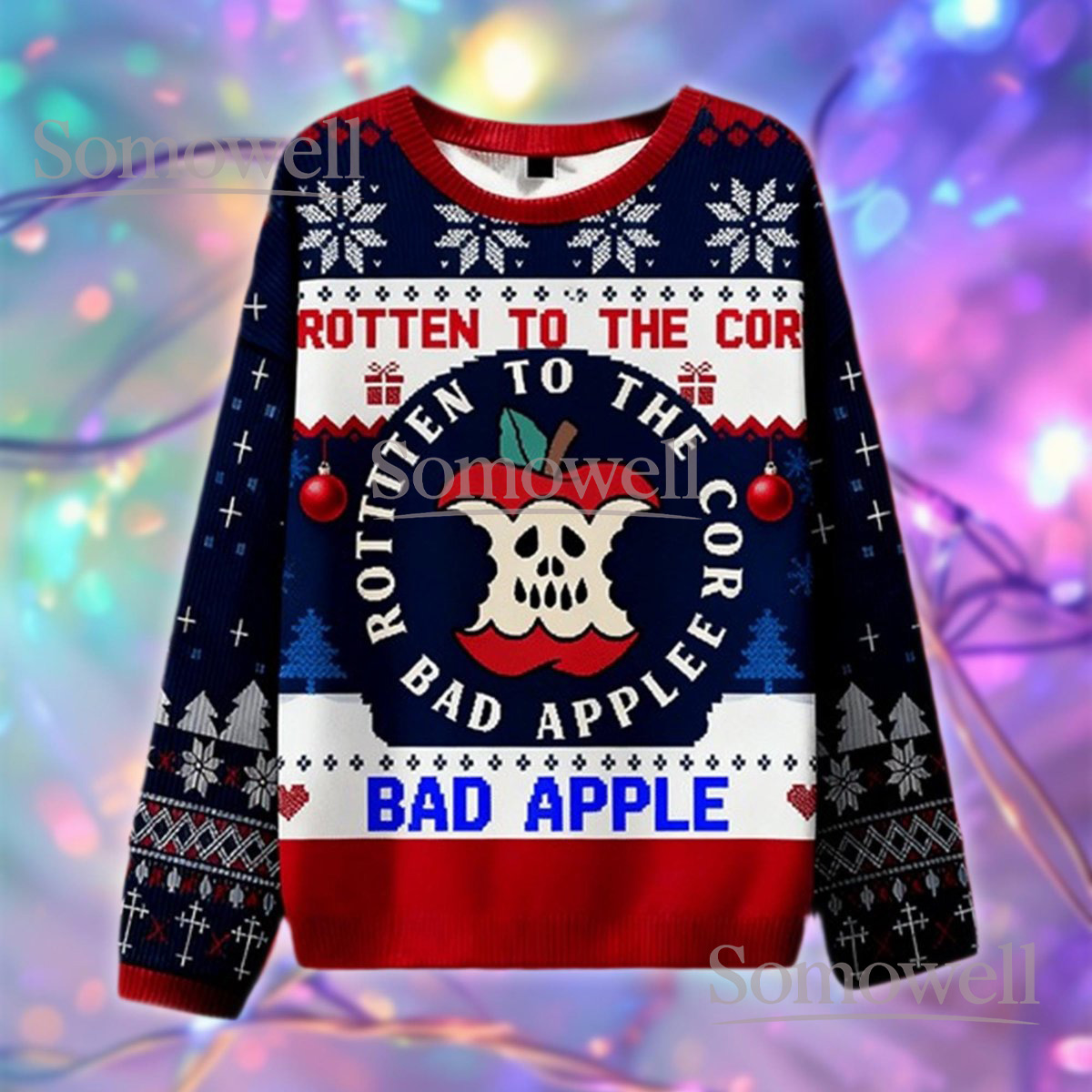 Bad Apple Rotten To The Core Ugly Sweater Funny Pun Lovers Christmas Gift