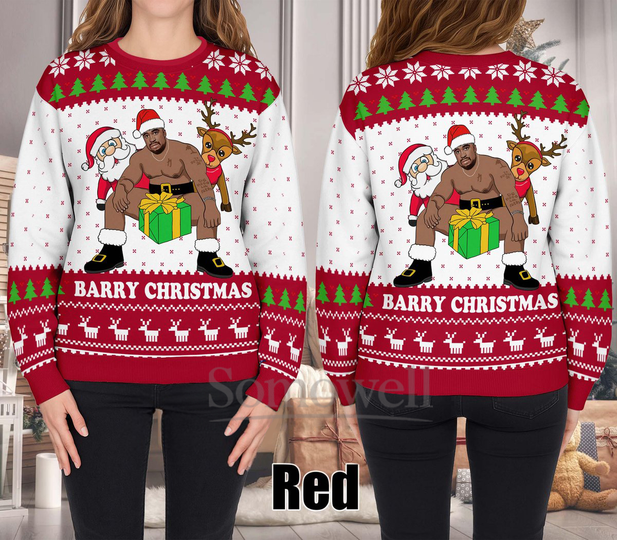Barry Christmas Ugly Christmas Sweater Funny Santa Holiday Knit Jumper Gift