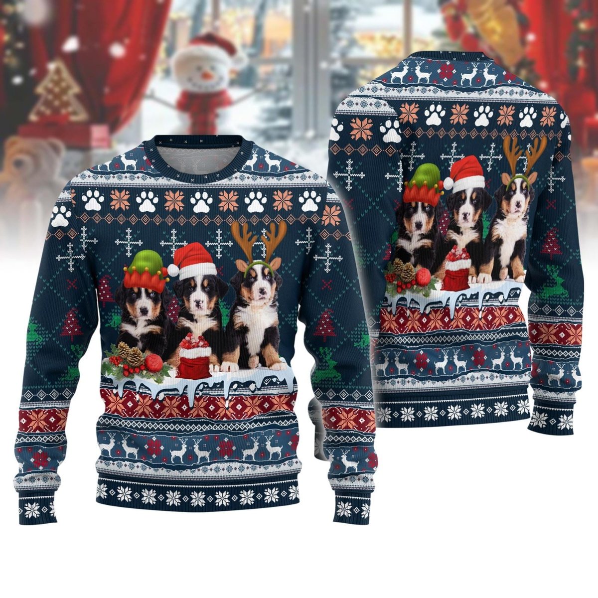 Bernese Mountain Dog Ugly Sweater Cute Pet Lovers Funny Holiday Christmas Gift