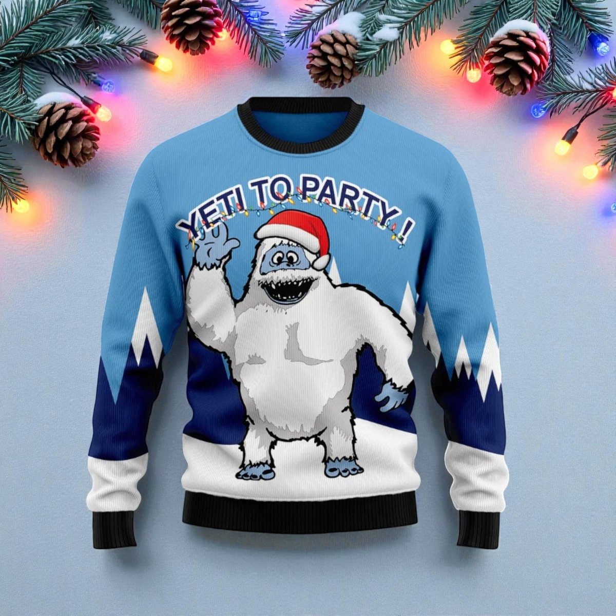 Yeti To Party Ugly Christmas Sweater Funny Abominable Snowman Holiday Pullover