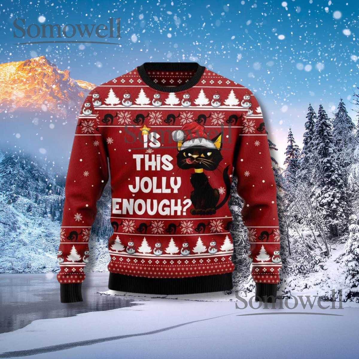 Black Cat Ugly Christmas Sweater Is This Jolly Enough Funny Holiday Knit Jumper