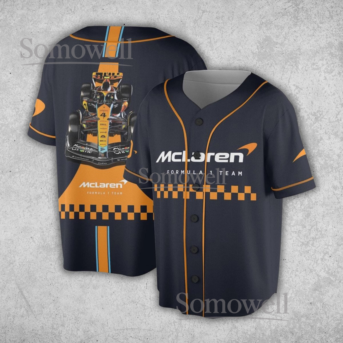 Black Orange Racing Car Baseball Jersey Motorsport Graphic Shirt