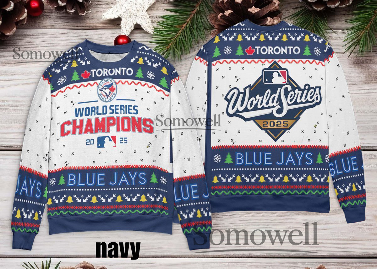 Toronto Blue Jays World Series Champions 2025 Ugly Christmas Sweater Holiday Baseball Fans Edition Multi Color Edition