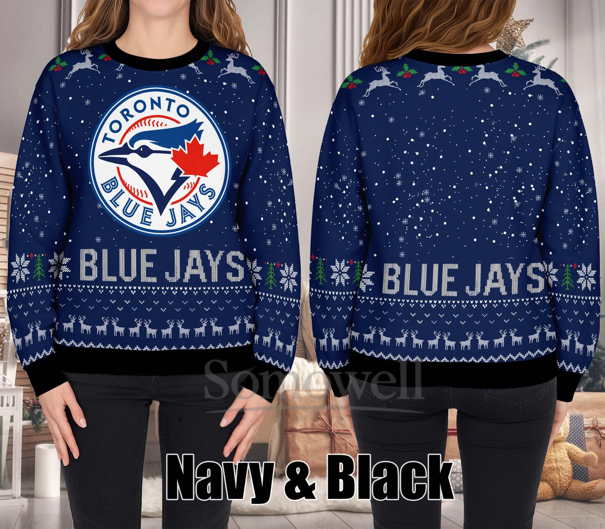 Blue Jays Champion 2025 Ugly Christmas Sweater Sports Team Holiday Knit Jumper