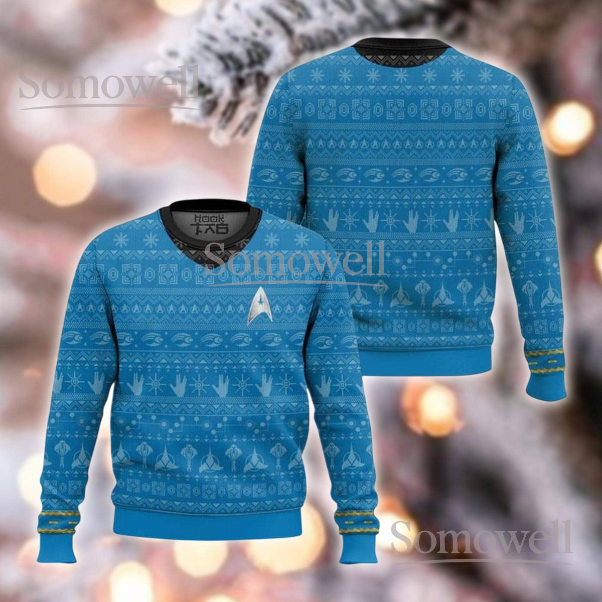 Star Trek Insignia Christmas Blue Ugly Sweater Sci-Fi Fan Holiday Knit Jumper