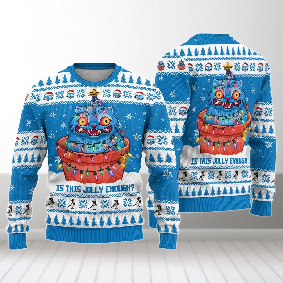 Blue Tiger Is This Jolly Enough Ugly Sweater Funny Cat Lovers Christmas Gift