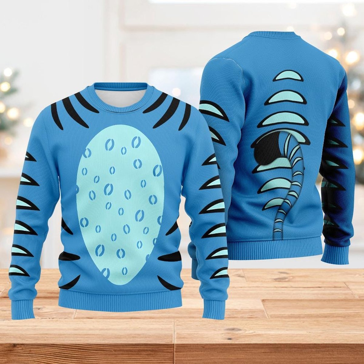 Disney Tigger Blue Striped Ugly Christmas Sweater Funny Cartoon Style