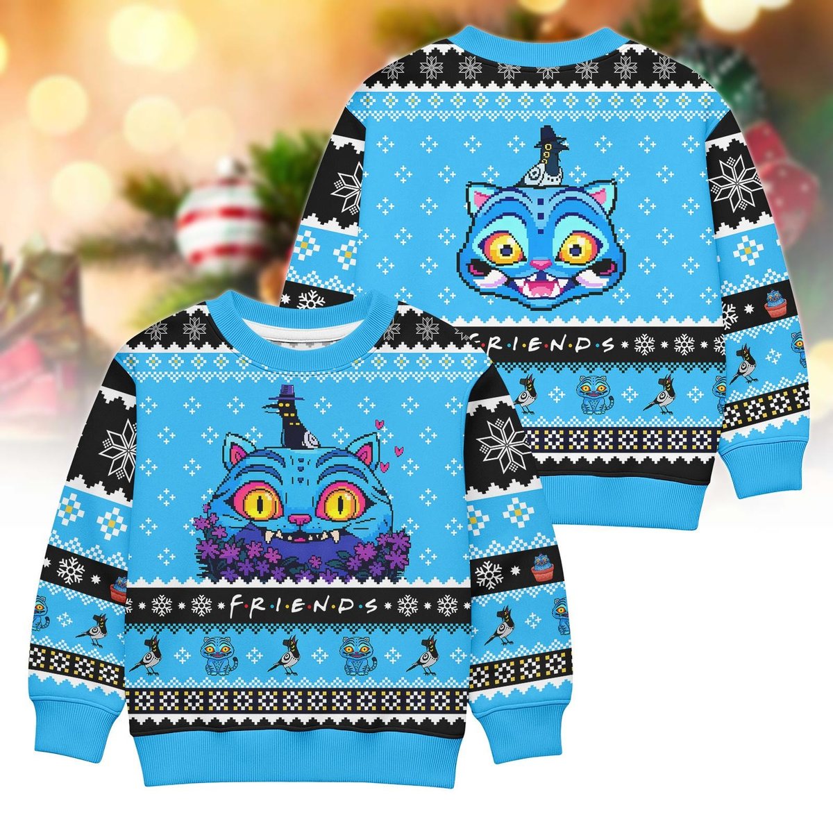 Blue Tiger Ugly Sweater Cute Animal Lovers Funny Pattern Christmas Gift