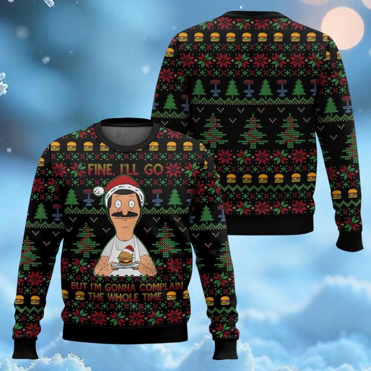 Bob Belcher Fine I'll Go Funny Christmas Sweater Holiday Knit