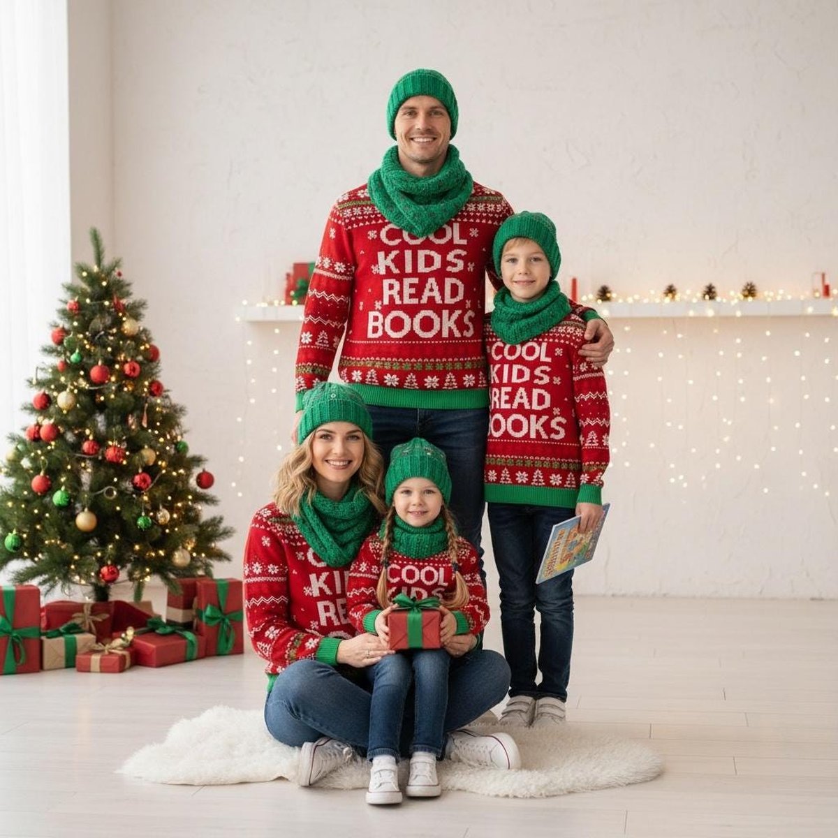 Cool Kids Read Books Ugly Christmas Sweater Funny Reading Lover Holiday Knit Pullover Gift