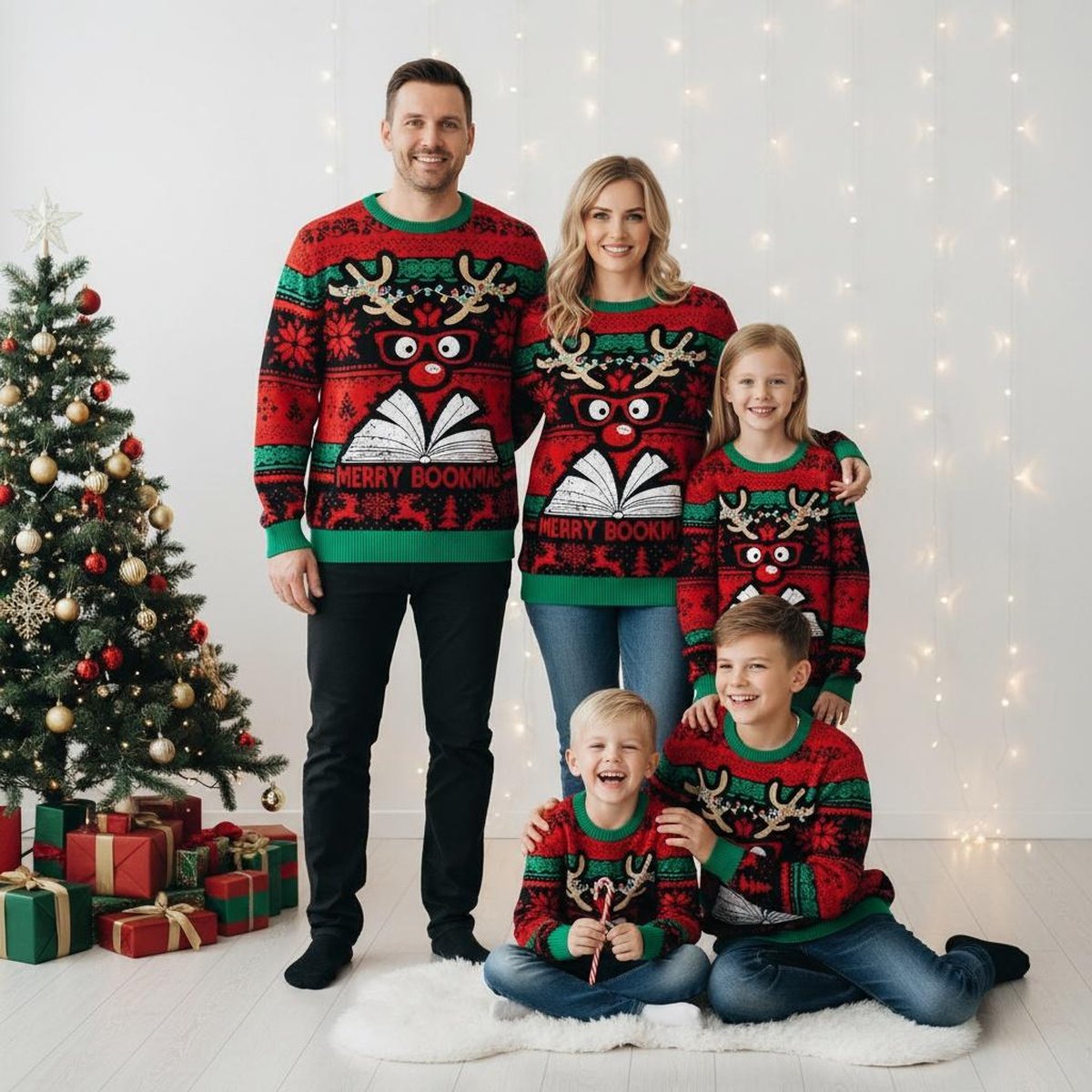 Merry Bookmas Reindeer Reading Ugly Christmas Sweater Funny Holiday Knit Pullover For Book Lovers