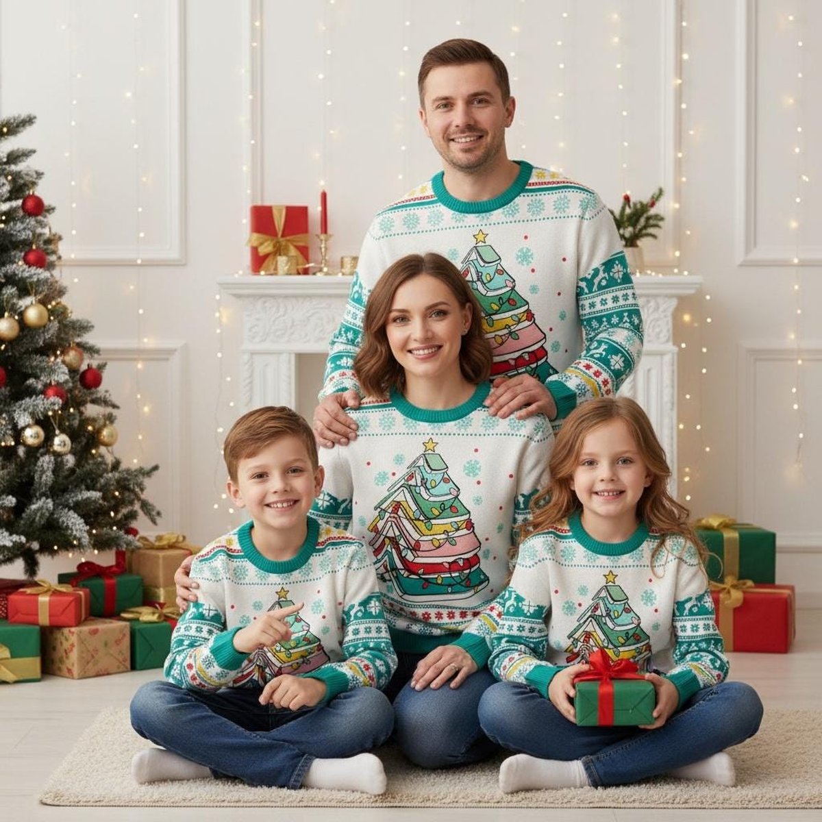 Book Tree Stack Christmas Ugly Sweater Cute Reading Lover Holiday Knit Pullover Gift