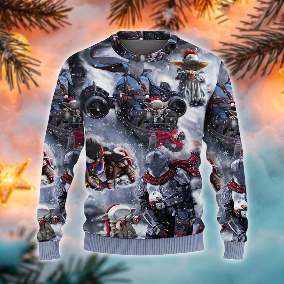 Star Wars Mandalorian And Baby Yoda Ugly Christmas Sweater Gift 2025