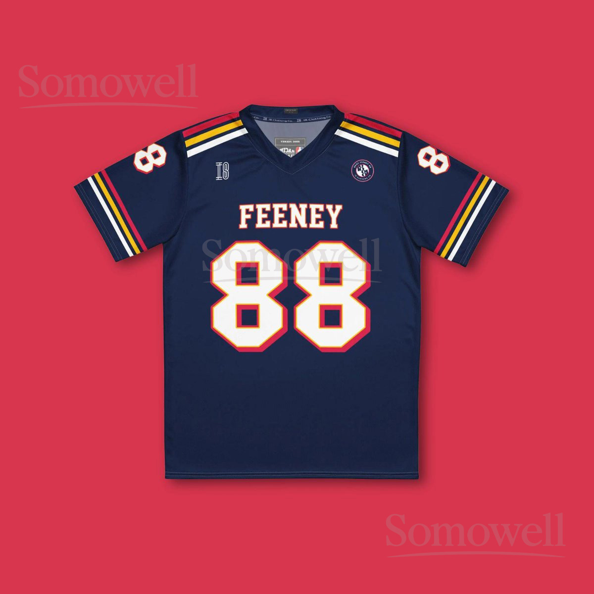 Custom Broc Feeney Redbull Racing Supercars Football Jersey Shirt for Motorsport Fans Navy and Red Team Apparel with Number 88 Design