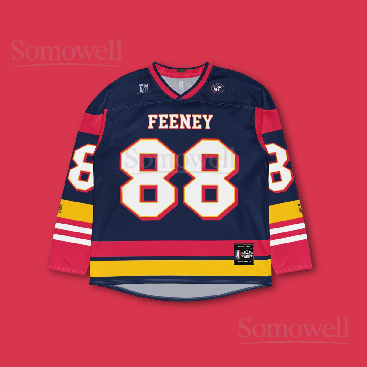 Custom Broc Feeney Supercars Hockey Jersey Shirt for Racing Fans Navy and Yellow Motorsport Team Apparel