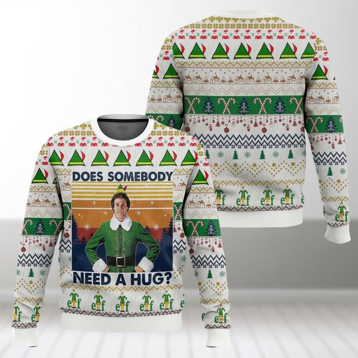 Buddy Elf Need A Hug Ugly Sweater Funny Movie Fans Christmas Holiday Gift