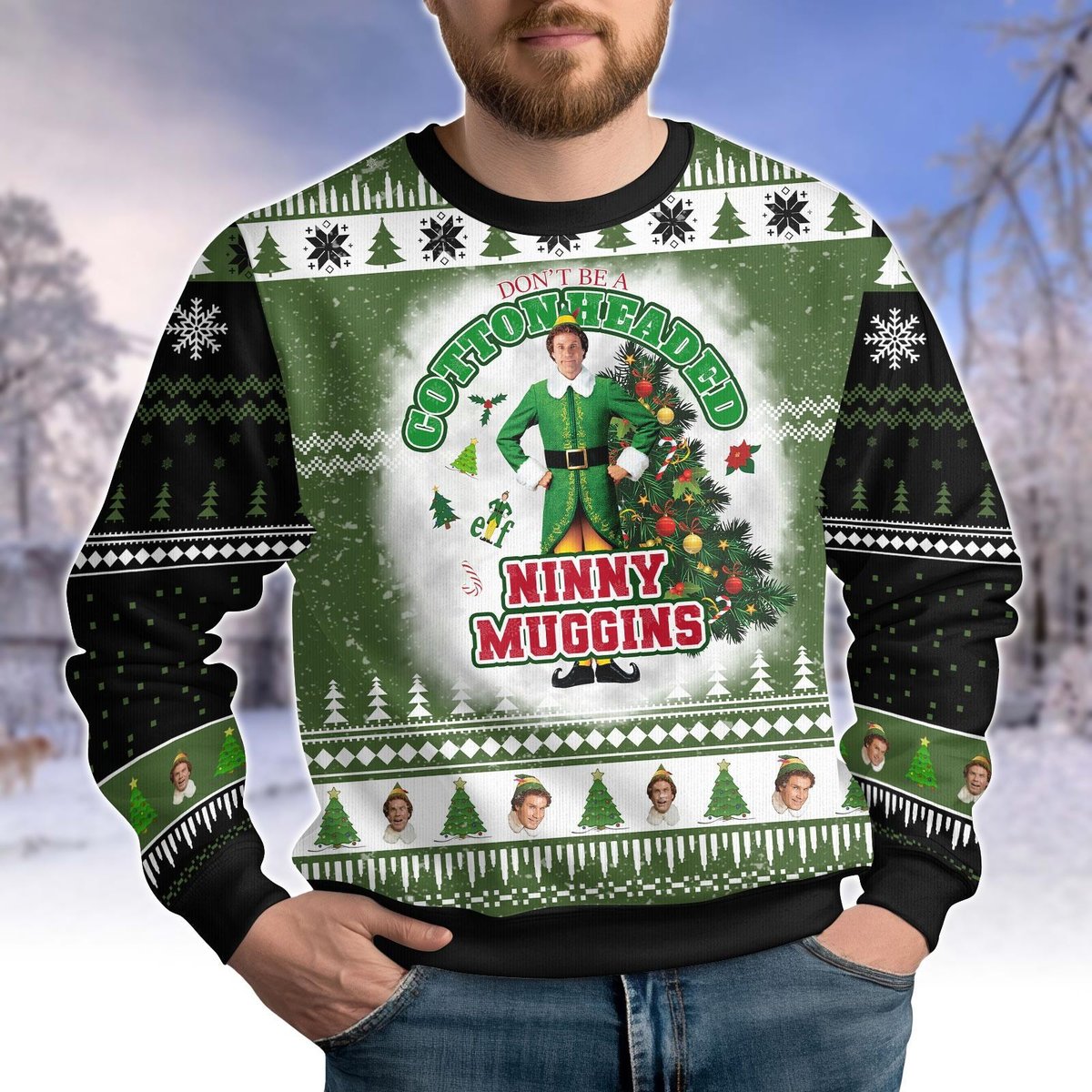 Buddy The Elf Ugly Sweater Cotton Headed Ninny Muggins Funny Holiday Gift