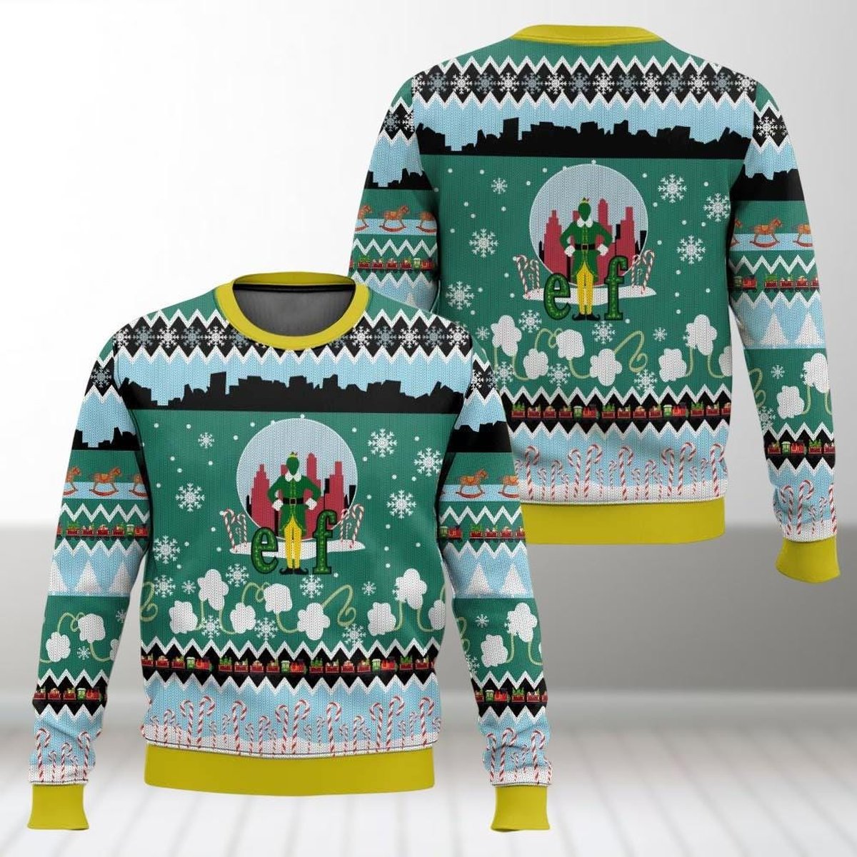 Buddy The Elf Pattern Ugly Sweater Funny Movie Fans Christmas Holiday Gift