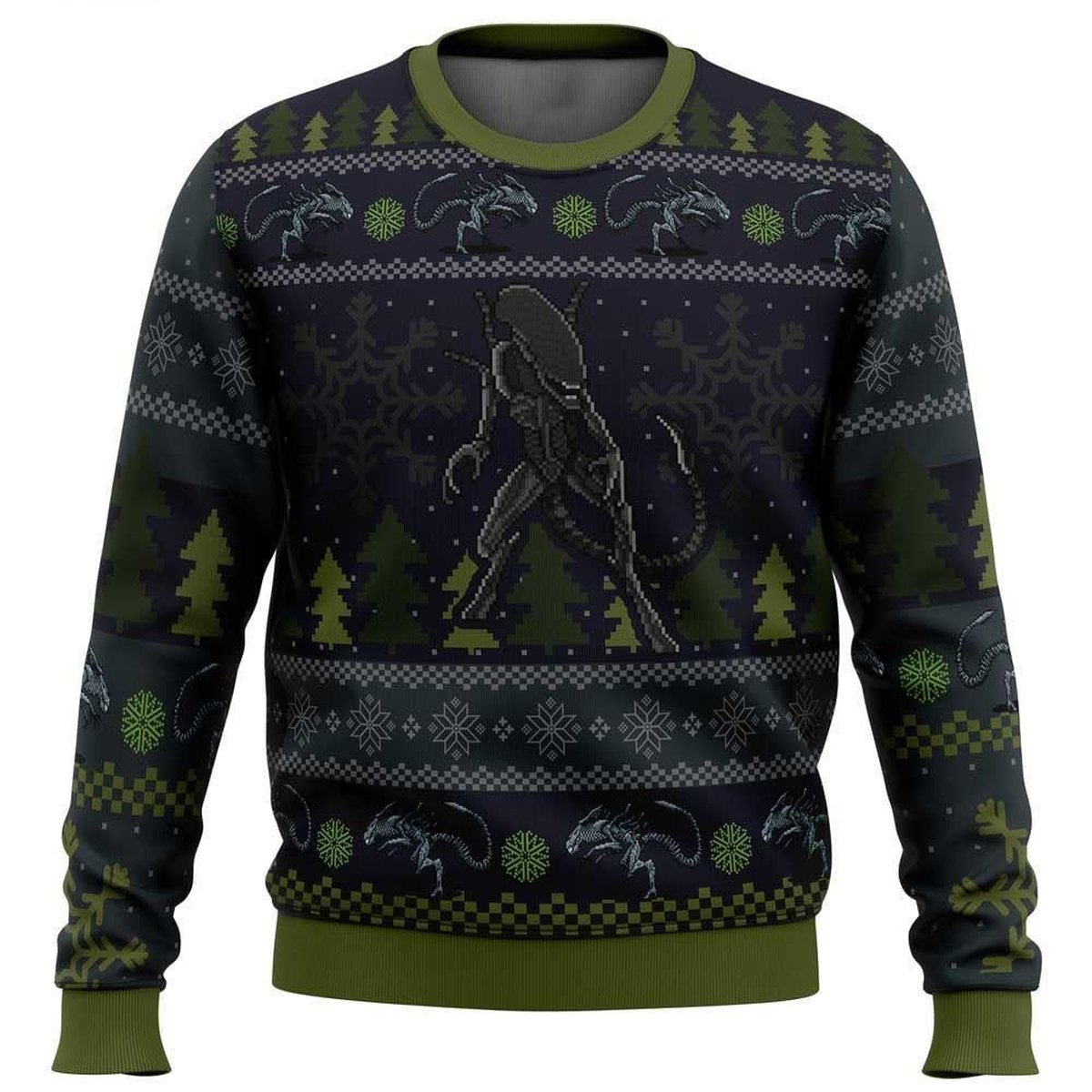 Bug Hunt Alien Xenomorph Ugly Christmas Sweater Sci Fi Movie Holiday Knit Pullover Gift For Fans