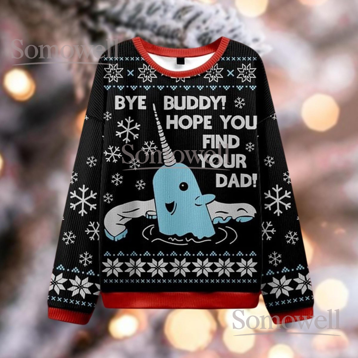 Narwhal Quote Christmas Black Ugly Sweater Funny Movie Holiday Knit Jumper