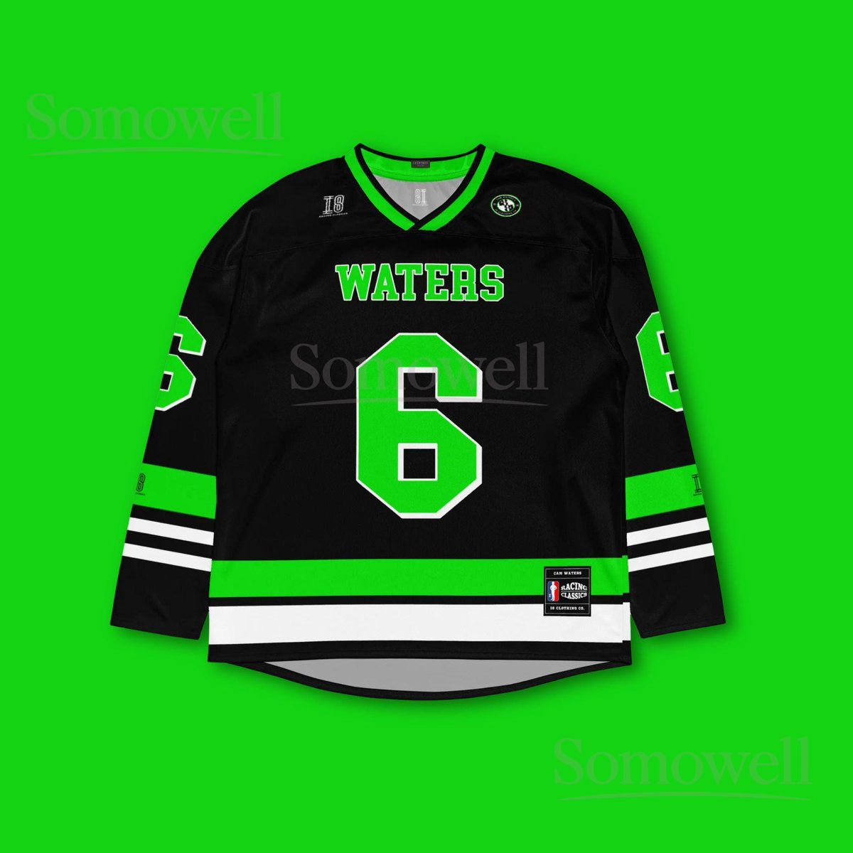 Custom Cam Waters Tickford Racing Supercars Hockey Jersey Shirt for Fans Black and Green Unisex Motorsport Fan Apparel