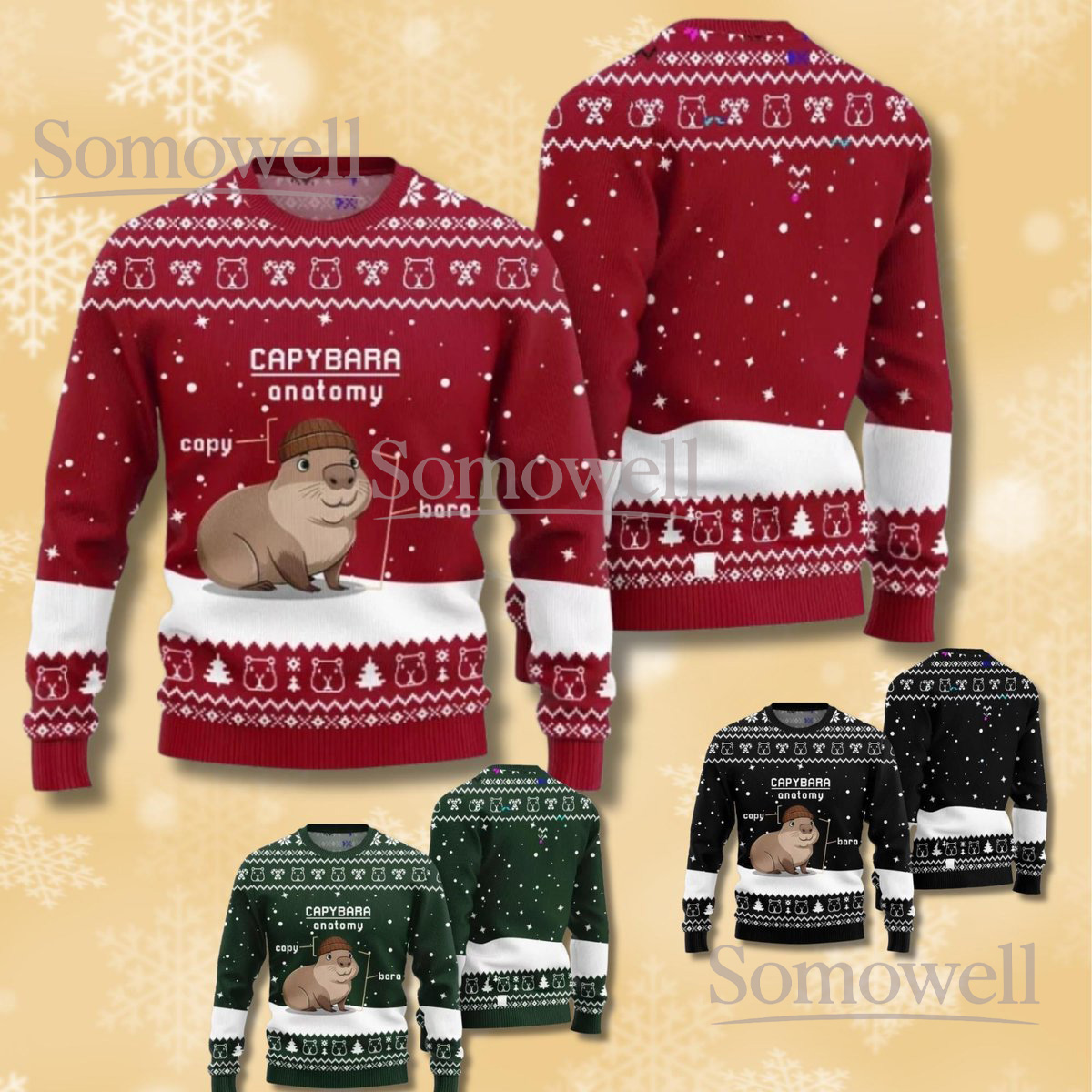 Capybara Anatomy Ugly Christmas Sweater Funny Holiday Knit