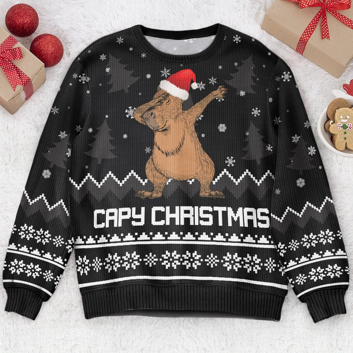 Capybara Dab Capy Christmas Sweater Funny Animal Knit