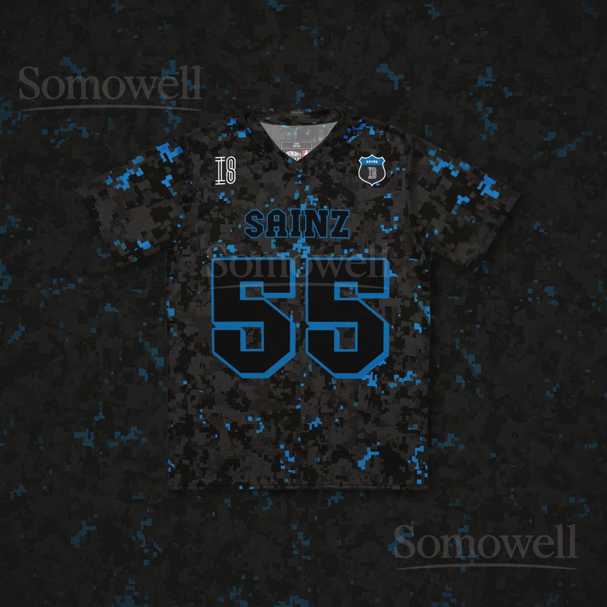 Custom Carlos Sainz Williams F1 Camo Football Jersey Shirt for Racing Fans Unique Blue Camouflage Design Inspired by Formula One Style