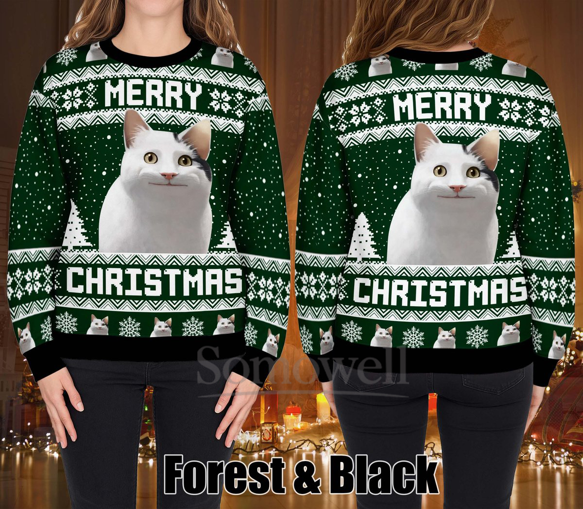 Cat Meme Merry Christmas Ugly Christmas Sweater Cute Holiday Knit Jumper Gift